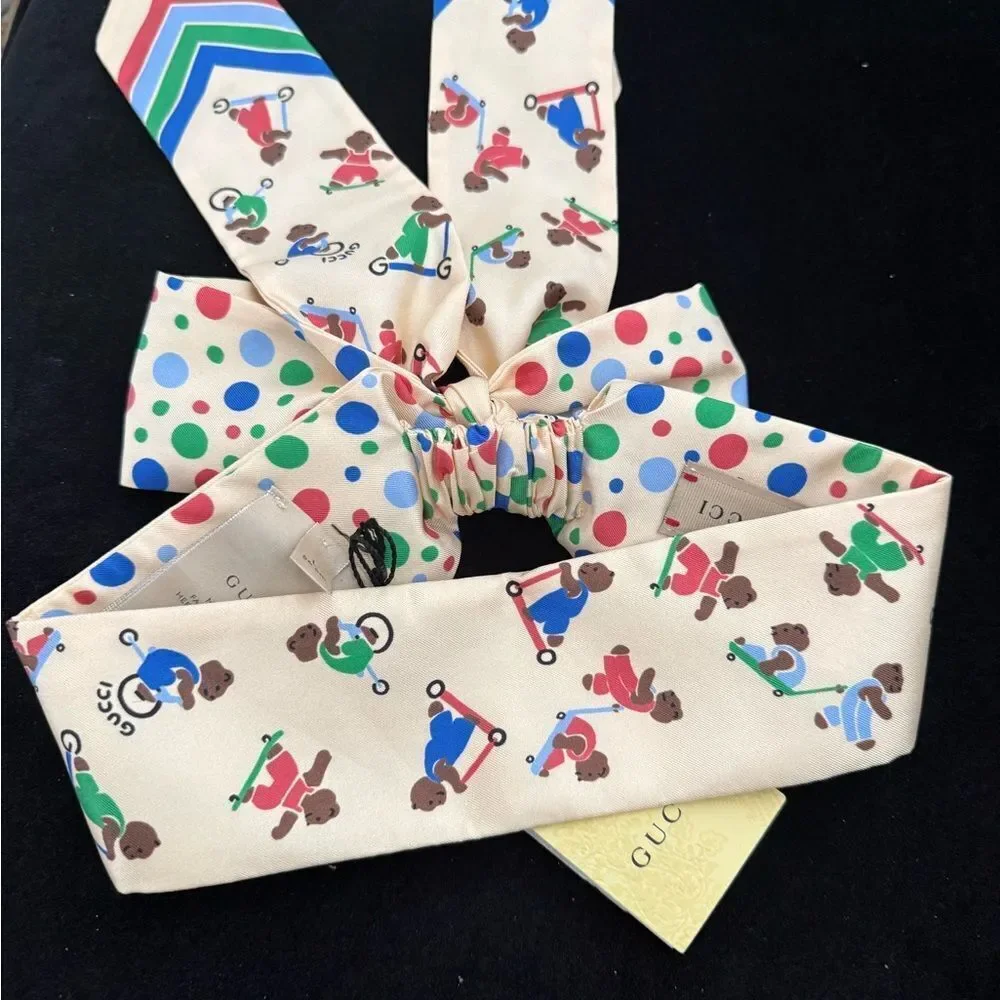 Gucci Kids Multicolor Bear Print Headband fits women’s small / m
